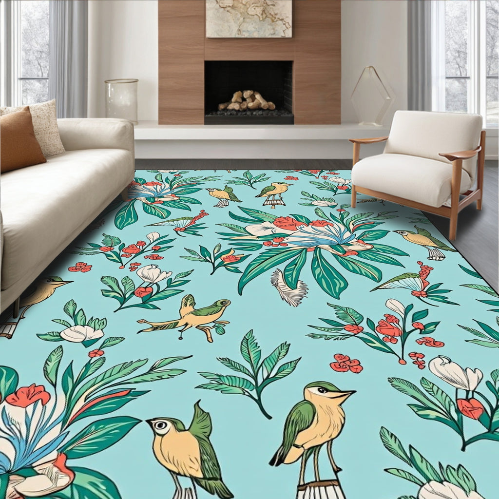 Birds and Blooms Tropical Pattern Rug