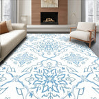 Pale Blue Floral Medallion Lattice Rug