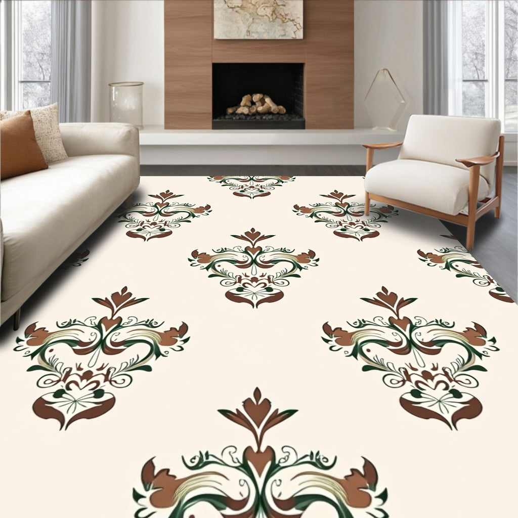 Ornate Floral Damask Classic Pattern Rug