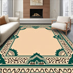 Elegant Teal Geometric Floral Ornament Rug