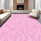 Pink Swirl Abstract Lines Design Rug