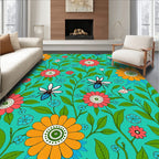 Bold Floral And Insect Pattern Rug