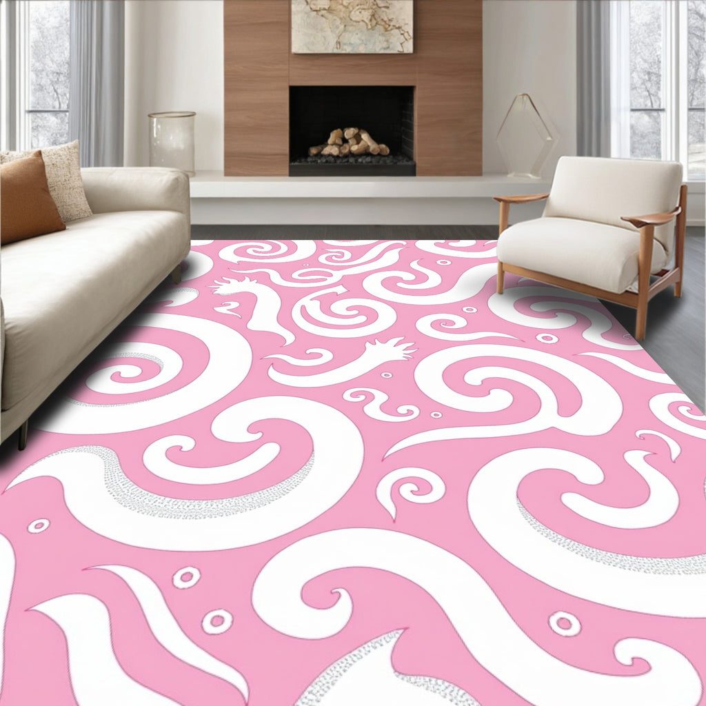 Pink Whimsical Swirl Dragon Rug