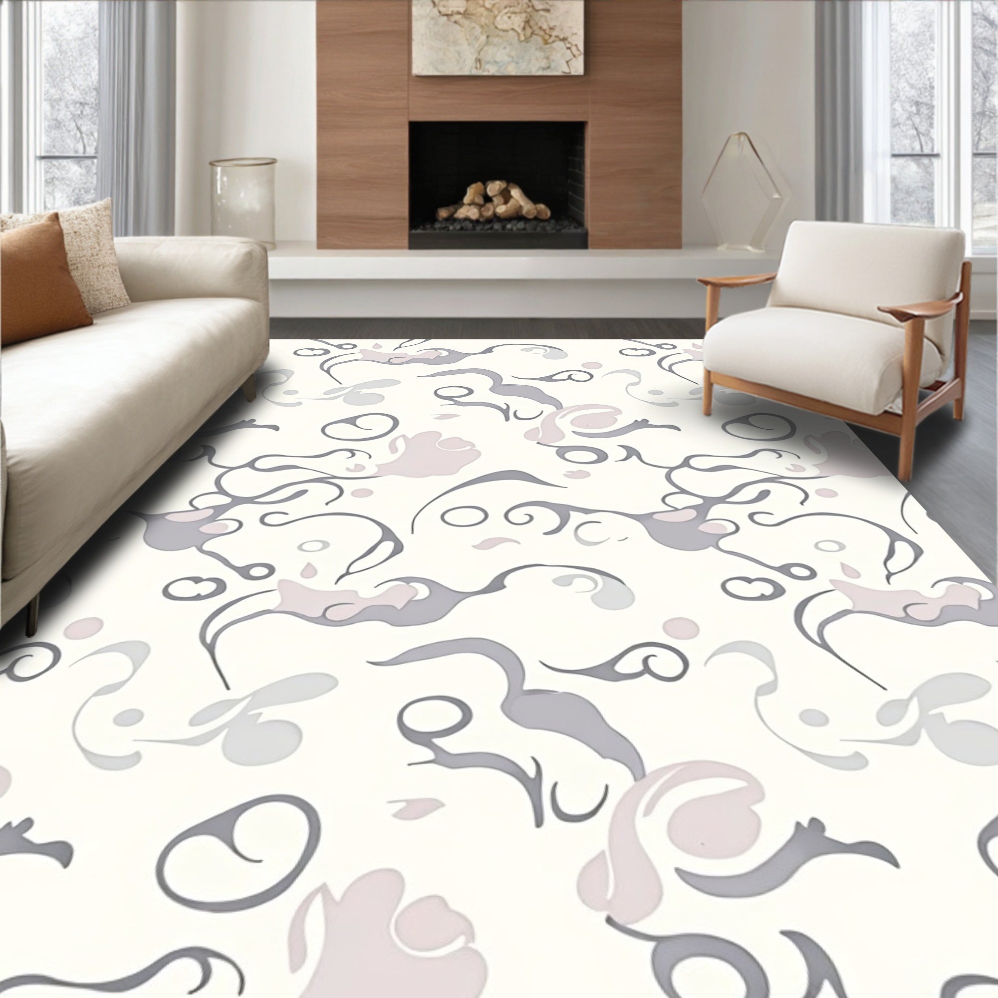 Abstract Swirls Gentle Color Pattern Rug