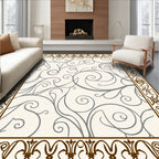 Classic Scrollwork Floral Border Rug