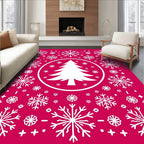 Festive Snowflake Tree Pattern Rug