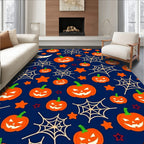 Halloween Pumpkins Spiderwebs Stars Pattern Rug