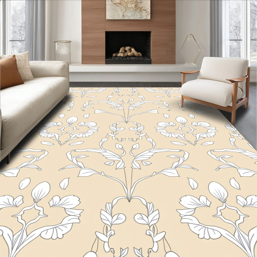 Elegant Floral Leaf Pattern Rug