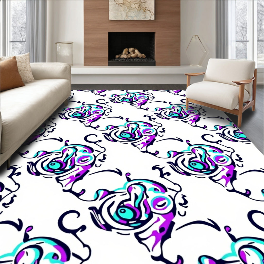 Abstract Swirls Amorphous Pattern 2 Tone Rug