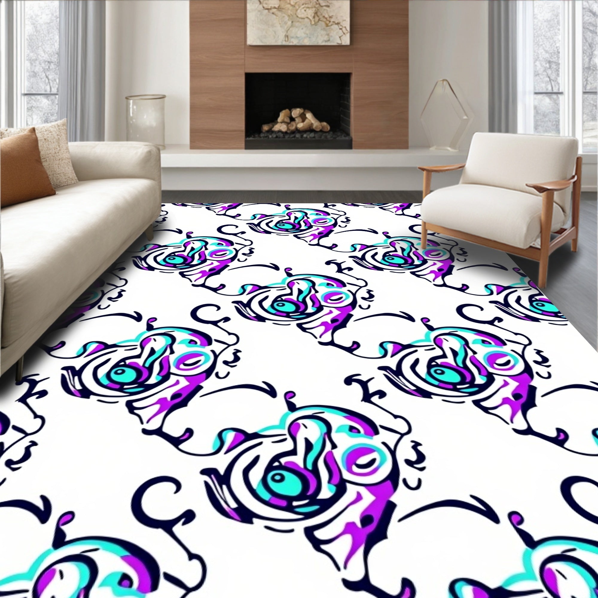 Abstract Swirls Amorphous Pattern 2 Tone Rug
