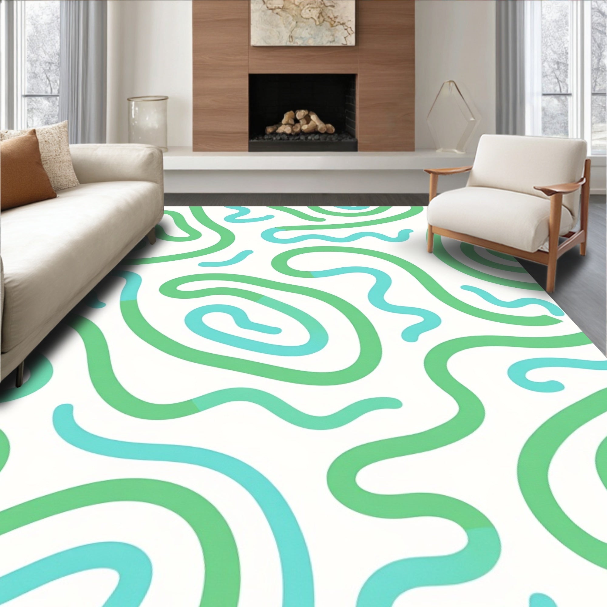 Curvy Flowing Abstract Lines Rug