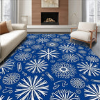 White Starburst Pattern With Swirls Rug