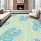 Abstract Blue Yellow Green Topography Lines Rug