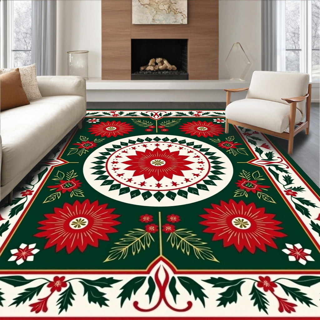 Floral Geometric Ethnic Pattern Rug