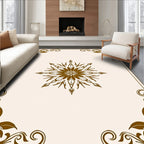 Brown Floral Medallion Corner Accents Rug