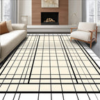 Simple Cream Grid Geometric Rug