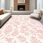 Floral Design With Pink Outline Rug