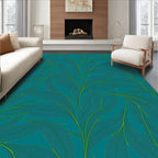 Teal Leafy Vine Pattern Rug