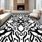 Bold Black Abstract Folk Art Rug