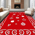 Festive Ornaments Snowflakes Pattern Rug