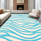 Abstract Blue Wavy Lines Design Rug