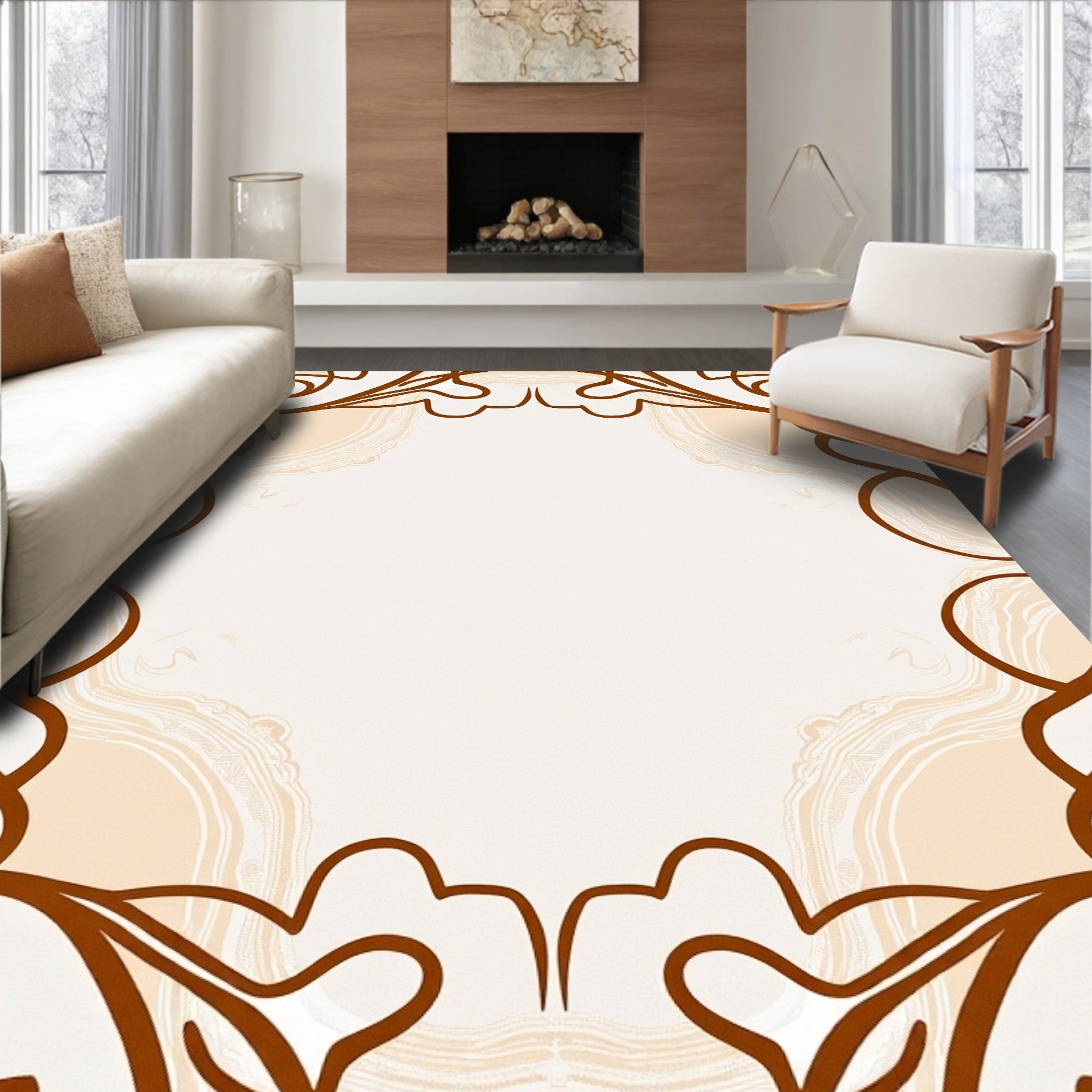 Elegant Swirls Natural Textures Rug