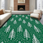 Forest Pine Snowfall Green Rug