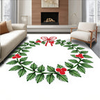 Festive Holly Berry Wreath Design Rug