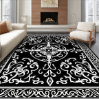 Intricate Floral Scrollwork White Design Rug