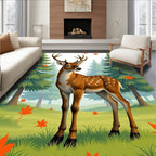 Forest Deer Autumn Leaves Rug