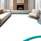 Curving Teal Vine Border Rug