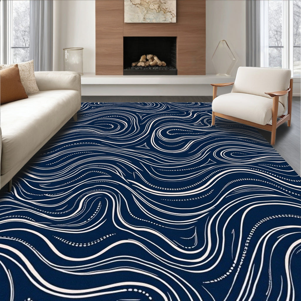 Abstract Swirls And Dot Pattern Rug