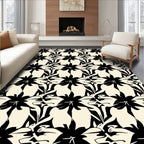 Artistic Black Abstract Floral Pattern Rug