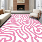 Pink Swirl Abstract Line Art Rug