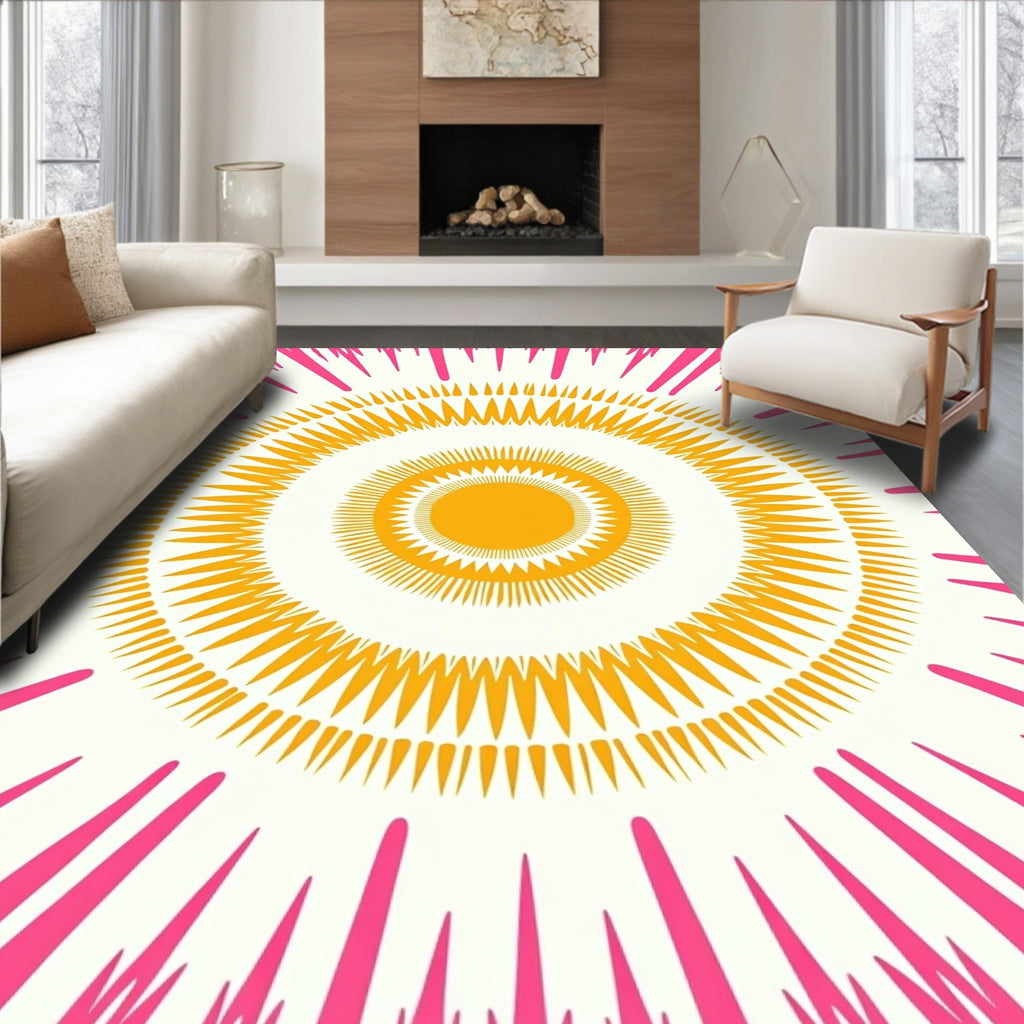 Radiant Sunburst Geometric Design Rug