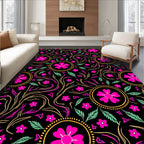 Bold Floral Pattern With Swirls Rug