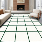 White And Green Grid Pattern Rug