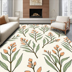 Botanical Branch Pattern With Orange Buds Rug