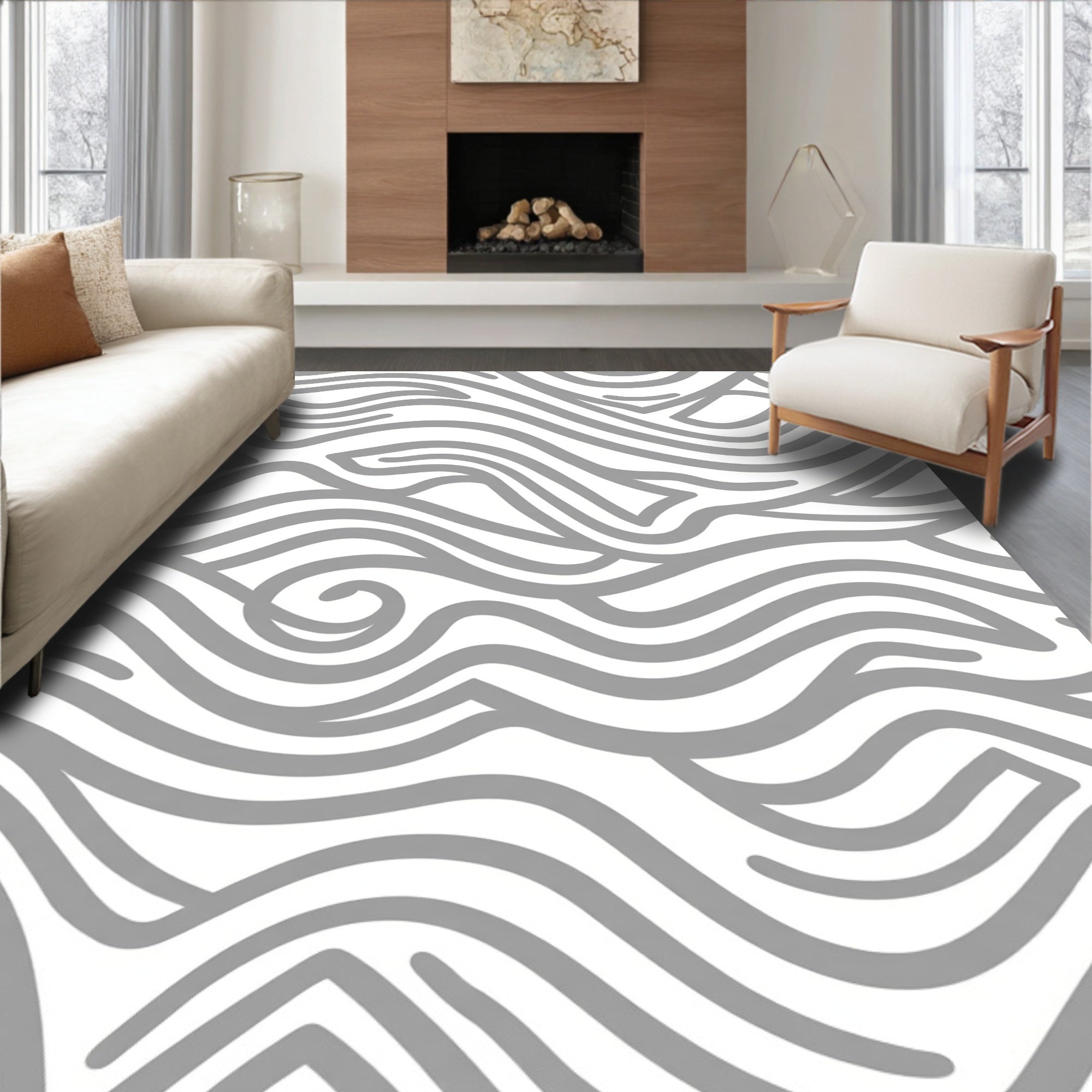 Abstract Flowing Lines Pattern Rug