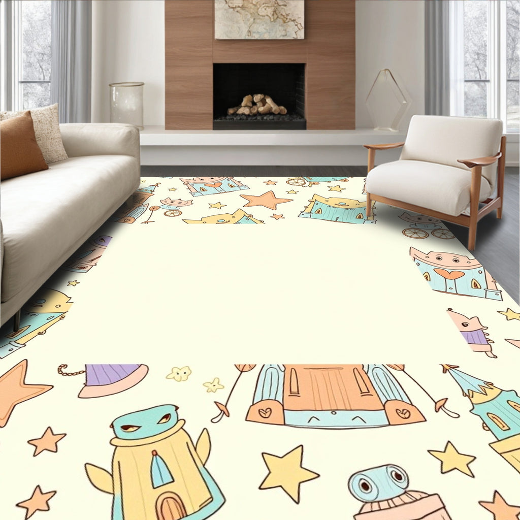 Whimsical Castle Star Pattern Design Rug