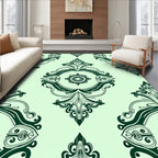 Elegant Dark Green Damask Pattern Rug