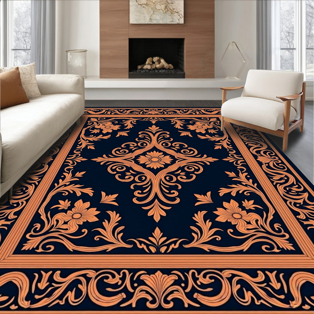 Elegant Floral Scrollwork Vintage Pattern Rug