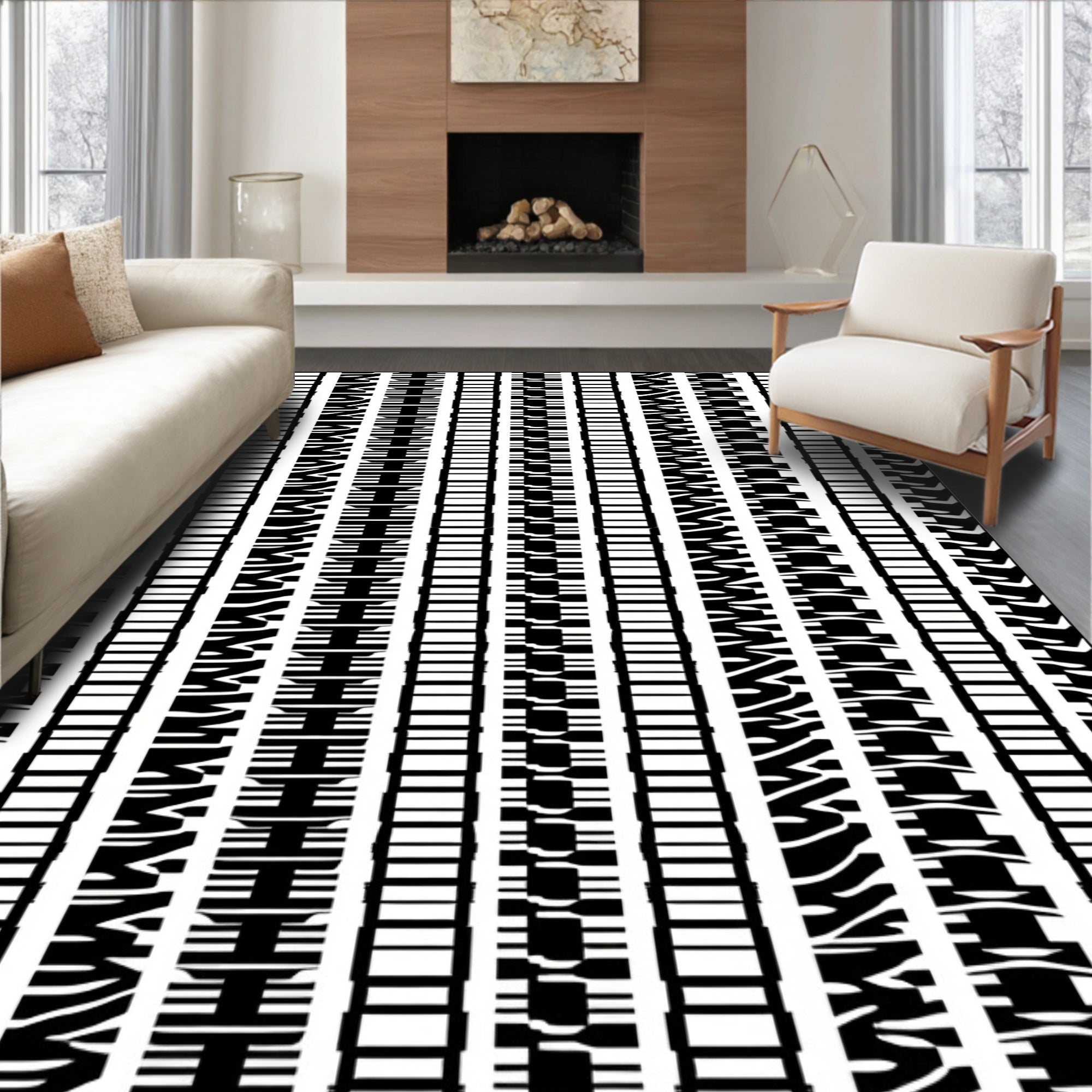 Graphic Stripe Modern Geometric Rug