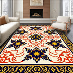 Ornate Floral medallion Tile Pattern Design Rug