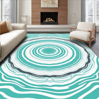 Teal Geometric Ripple Pattern Rug