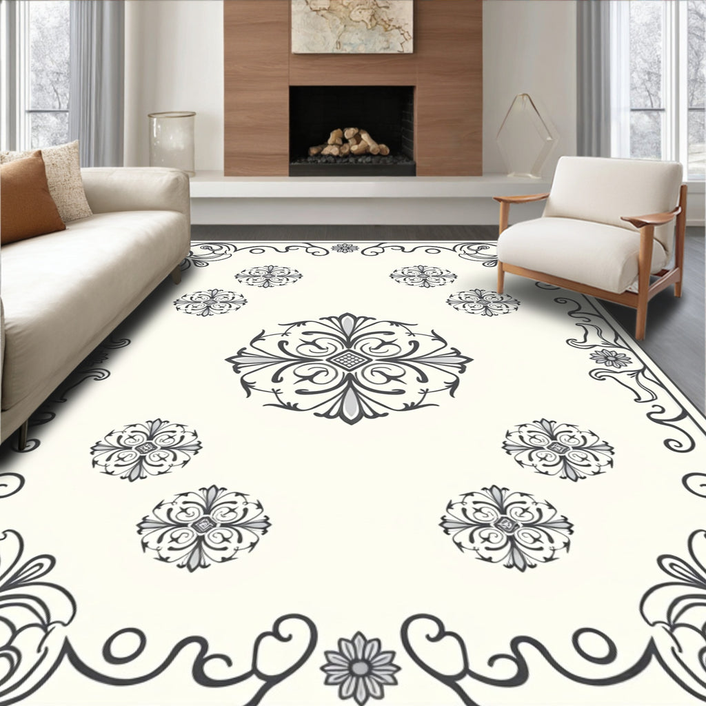 Classic Floral Scrollwork Design Rug
