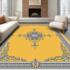 Ornamental Floral Medallion Yellow Rug