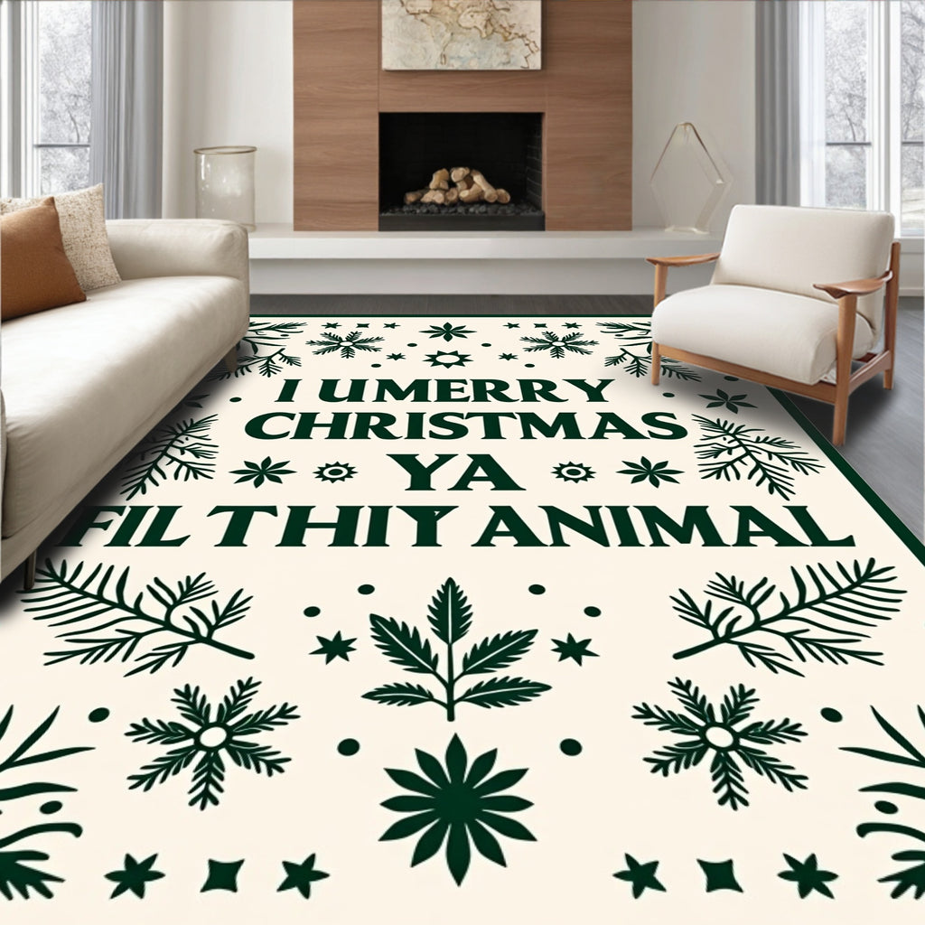 Dark Green Festive Foliage Holiday Rug