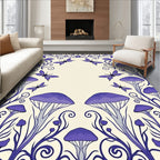 Enchanting Purple Mushroom Butterfly Border Rug