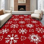 White Snowflake Pattern on Red Rug